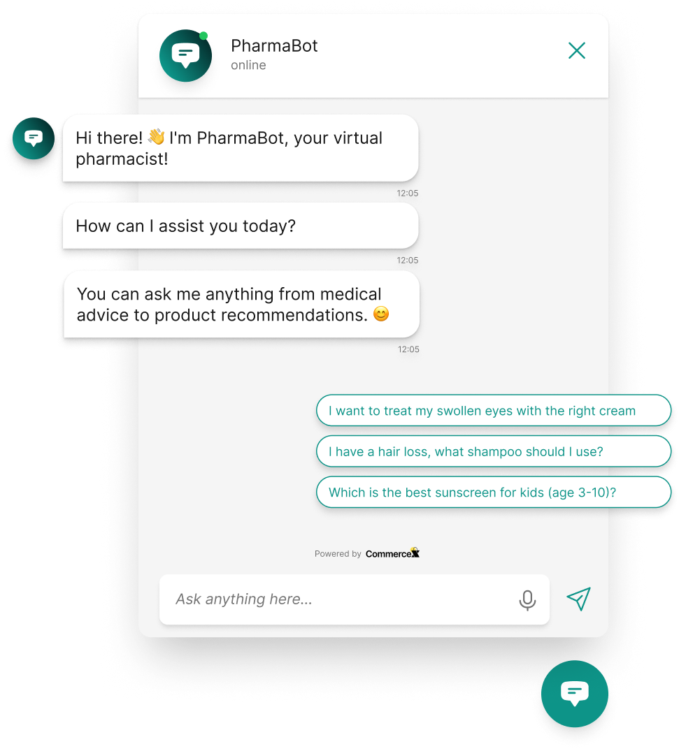 Pharmaceutical chatbot conversation